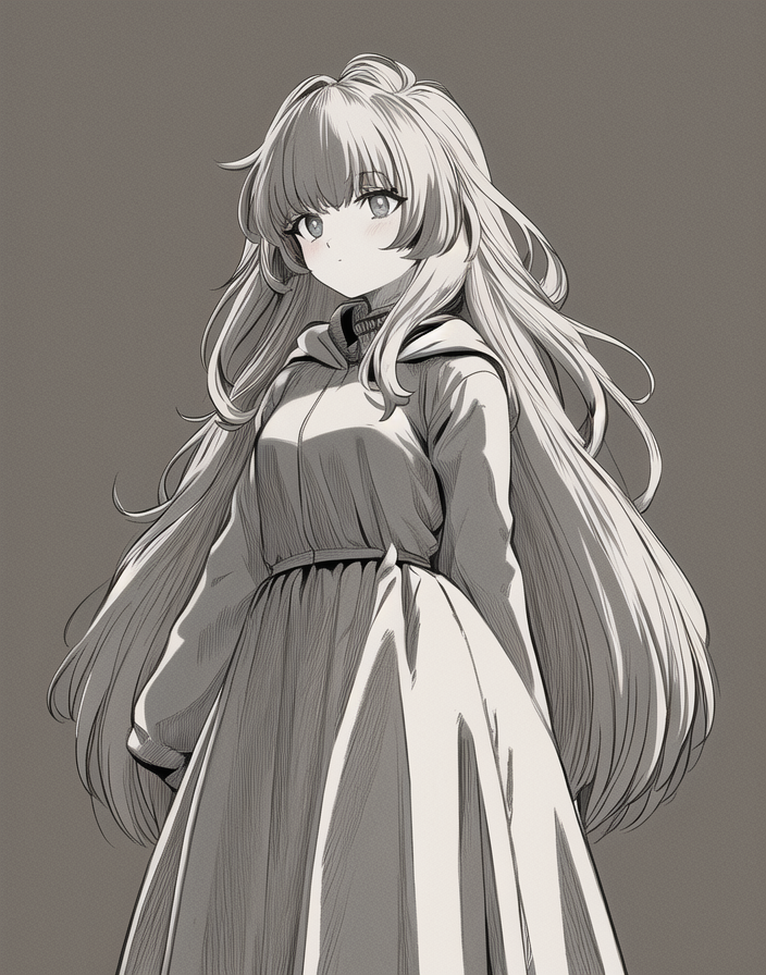 Sketch of girl in dress , AnimeChan style.png