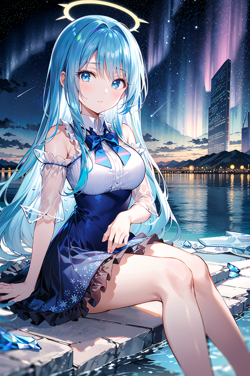 12816-245394607-(masterpiece), (best quality), (illustration), (beautiful detailed), (highres), 1girl, solo, _(ice flowing_1.4), magic, blue sky.png